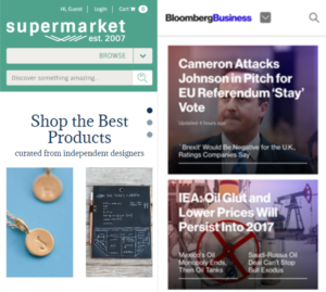 Site mobile SupermarketHQ et Boomberg