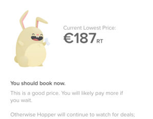 Lorsqu'un prix est une bonne affaire, Hopper, grâce à son analyse permanente des prix du marché, vous le dit. Et le petit lapin est content !