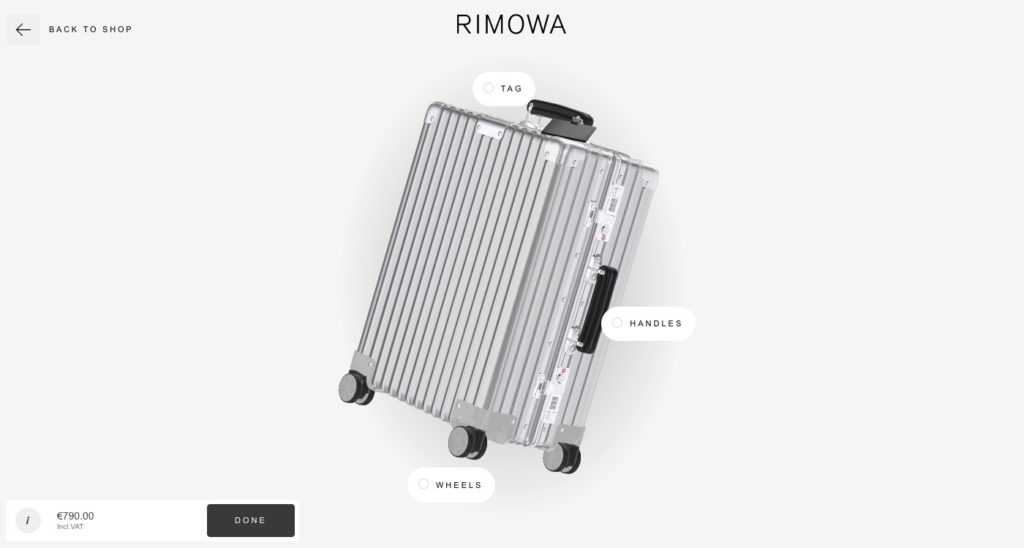 Configurateur de bagage de Rimowa