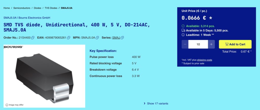 Fiche produit chez Bürklin Elektronik