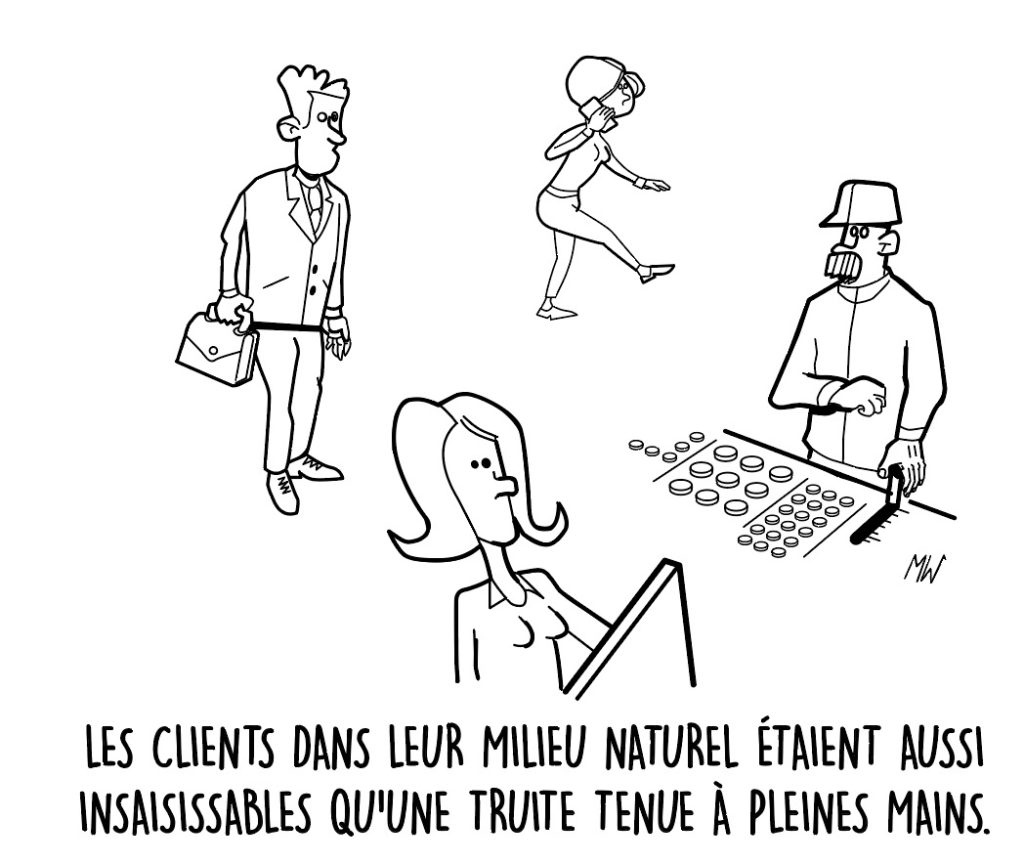 Illustration montrant des clients dans leur milieu naturel