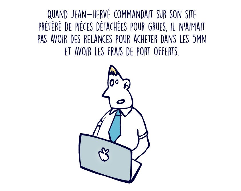 Illustration montrant un homme commandant sur un site internet