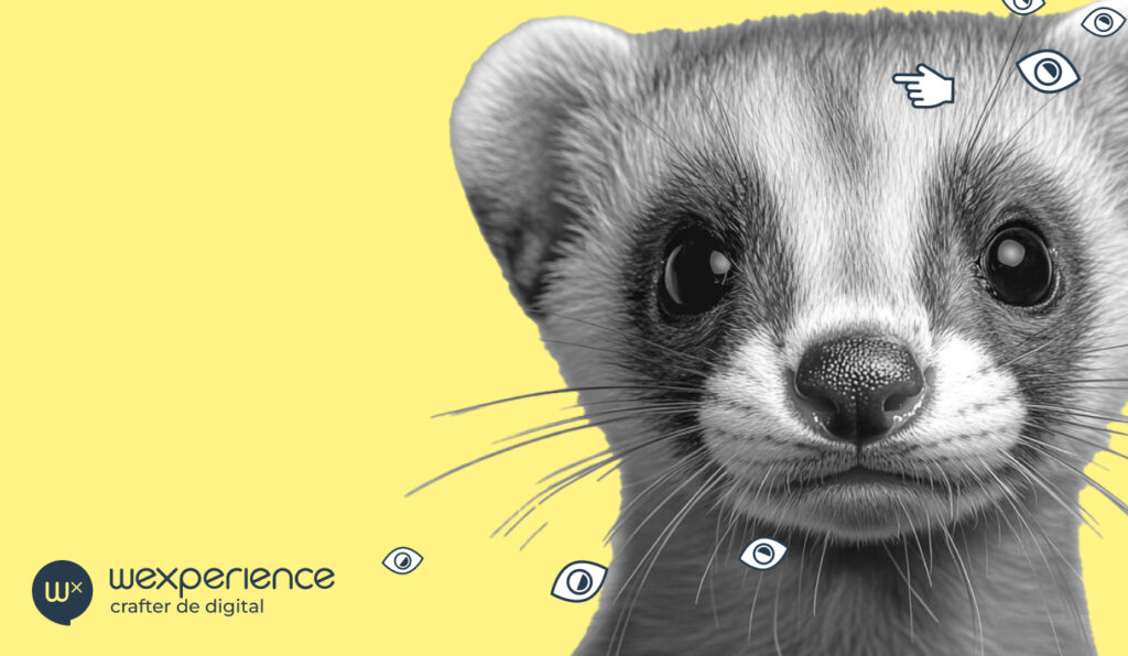 Tête de furet sur fond jaune illustrant l'article sur l'optimisation de la recherche sur les sites ecommerce b2b