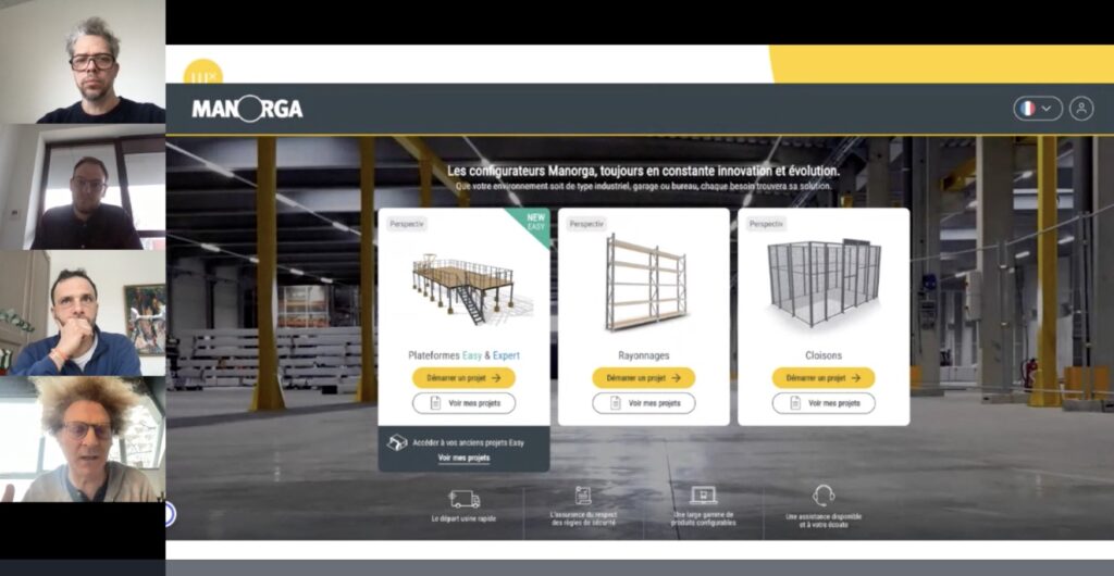 Extrait du webinaire Manorga,montrant les intervenants (Cyrille Pattyn, Olivier Sauvage, Frédéric Hautier et Grégoire Dierendonck)