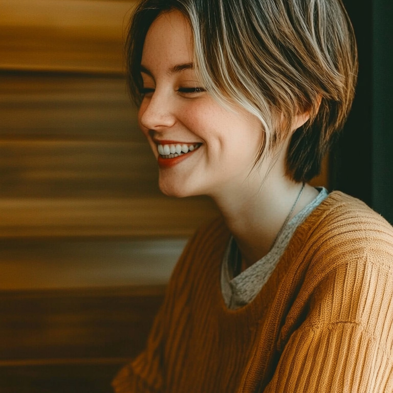 Jeune femme satisfaite par son expérience client