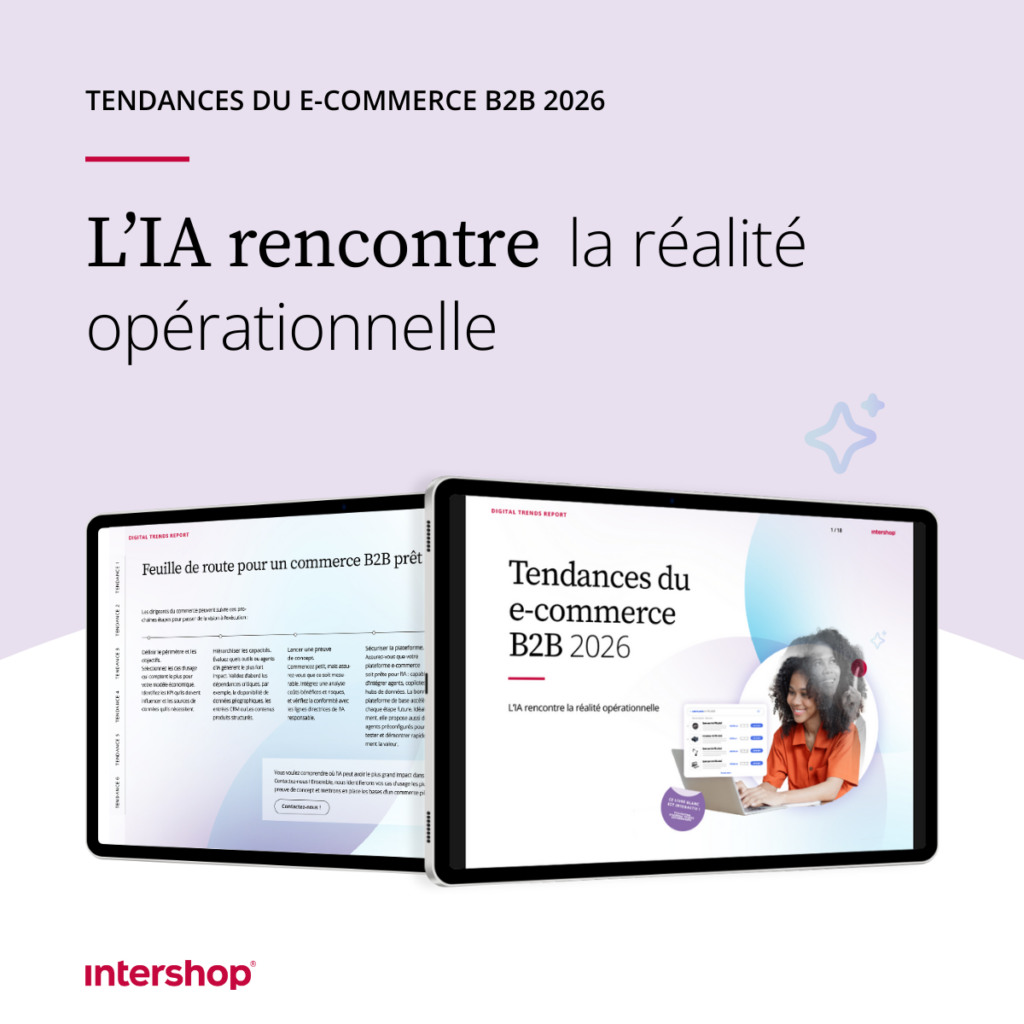 Illustration pour le téléchargement du livre blanc de Intershop sur les tendances du e-commerce B2B 2026