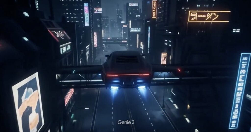 Capture d'écran d'une vidéo générée avec Project Genie qui permet de créer des mondes virtuels infini avec l'IA de Google