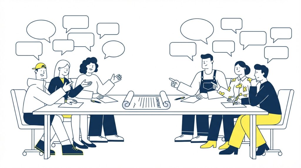 Négociation entre une agence et un client en ecommerce B2B